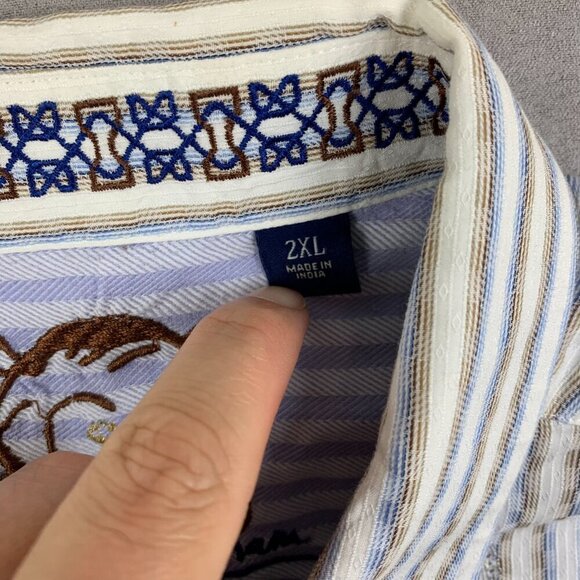 Robert Graham Men Shirt 2XL White Vertical Striped Paisley Button Up Long Sleeve - Picture 6 of 10